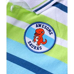 Babyhug Single Jersey Knit Half Sleeves Polo T-Shirt & Shorts Set with Stripes & Patch - Blue