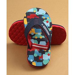 Cute Walk by Babyhug Flip Flops with Back Strap Closure & Cars Print - Navy Blue