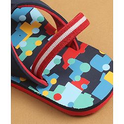 Cute Walk by Babyhug Flip Flops with Back Strap Closure & Cars Print - Navy Blue
