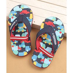 Cute Walk by Babyhug Flip Flops with Back Strap Closure & Cars Print - Navy Blue