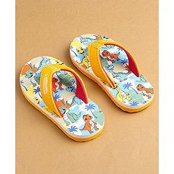 Cute Walk by Babyhug Flip Flops with Dino Prints - Multicolor