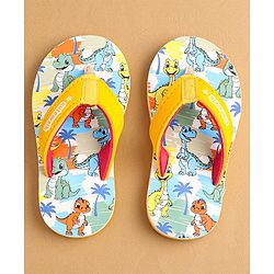 Cute Walk by Babyhug Flip Flops with Dino Prints - Multicolor