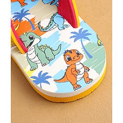 Cute Walk by Babyhug Flip Flops with Dino Prints - Multicolor