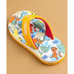 Cute Walk by Babyhug Flip Flops with Dino Prints - Multicolor