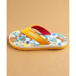 Cute Walk by Babyhug Flip Flops with Dino Prints - Multicolor