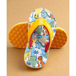 Cute Walk by Babyhug Flip Flops with Dino Prints - Multicolor