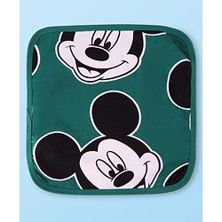 Babyhug Disney Interlock Knit Wash Cloths with Mickey Mouse Graphics & Stripes Pack of 3 L 29 cm X B 29 cm - Green White & Red