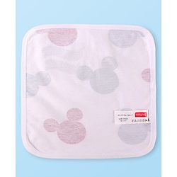 Babyhug Disney Interlock Knit Wash Cloths with Mickey Mouse Graphics & Stripes Pack of 3 L 29 cm X B 29 cm - Green White & Red