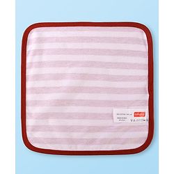 Babyhug Disney Interlock Knit Wash Cloths with Mickey Mouse Graphics & Stripes Pack of 3 L 29 cm X B 29 cm - Green White & Red