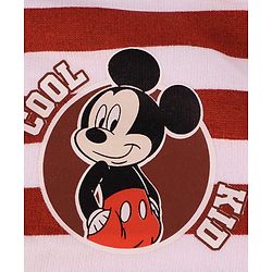 Babyhug Disney Interlock Knit Wash Cloths with Mickey Mouse Graphics & Stripes Pack of 3 L 29 cm X B 29 cm - Green White & Red