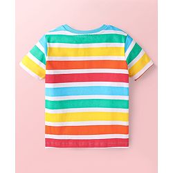 Babyhug Cotton Knit Half Sleeves  T-Shirts with Stripes & Star Print Pack of 5 - Blue Red & Yellow