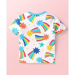 Babyhug Cotton Knit Half Sleeves  T-Shirts with Stripes & Star Print Pack of 5 - Blue Red & Yellow