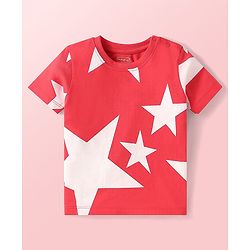 Babyhug Cotton Knit Half Sleeves  T-Shirts with Stripes & Star Print Pack of 5 - Blue Red & Yellow