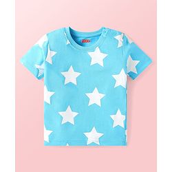 Babyhug Cotton Knit Half Sleeves  T-Shirts with Stripes & Star Print Pack of 5 - Blue Red & Yellow