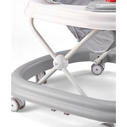 Babyhug Foldable Space Baby Walker with Parental Push Handle & Musical Toy Bar - Grey| Cushion Seat| Adjustable Height| Smooth Swivel Wheels| Removable Parental Handle