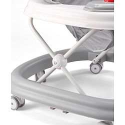 Babyhug Foldable Space Baby Walker with Parental Push Handle & Musical Toy Bar - Grey| Cushion Seat| Adjustable Height| Smooth Swivel Wheels| Removable Parental Handle
