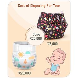 Babyhug Reusable Cloth Diaper With Insert Elephants Icecream & Deer Prints Pack  of 3 - Purple Blue Pink