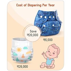 Babyhug Reusable Cloth Diaper With Insert Elephants Icecream & Deer Prints Pack  of 3 - Purple Blue Pink