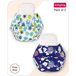 Babyhug Reusable Cloth Diaper With Insert Elephants Icecream & Deer Prints Pack  of 3 - Purple Blue Pink