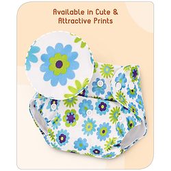 Babyhug Reusable Cloth Diaper With Insert Elephants Icecream & Deer Prints Pack  of 3 - Purple Blue Pink