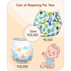 Babyhug Reusable Cloth Diaper With Insert Elephants Icecream & Deer Prints Pack  of 3 - Purple Blue Pink