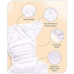 Babyhug Free Size Reusable Printed Cloth Diaper with Inserts Pack of 10 - Multicolour