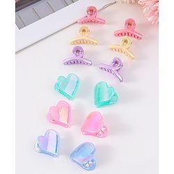 Babyhug Heart Shaped & Regular Hair Clips Pack of 12 - Multicolor