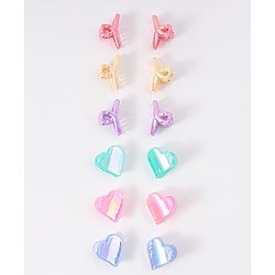 Babyhug Heart Shaped & Regular Hair Clips Pack of 12 - Multicolor