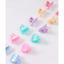 Babyhug Heart Shaped & Regular Hair Clips Pack of 12 - Multicolor