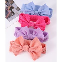 Babyhug Free Size Headbands With Bow Applique Pack Of 4 - Multicolour