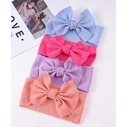 Babyhug Free Size Headbands With Bow Applique Pack Of 4 - Multicolour