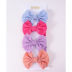 Babyhug Free Size Headbands With Bow Applique Pack Of 4 - Multicolour
