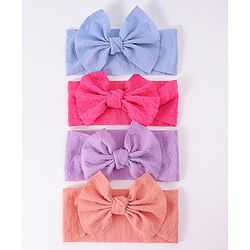 Babyhug Free Size Headbands With Bow Applique Pack Of 4 - Multicolour