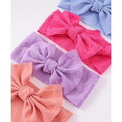 Babyhug Free Size Headbands With Bow Applique Pack Of 4 - Multicolour