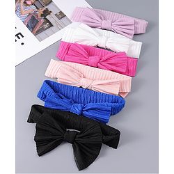 Babyhug Free Size Headbands With Bow Applique Pack Of 6 - Multicolour