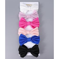 Babyhug Free Size Headbands With Bow Applique Pack Of 6 - Multicolour