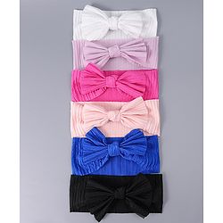 Babyhug Free Size Headbands With Bow Applique Pack Of 6 - Multicolour