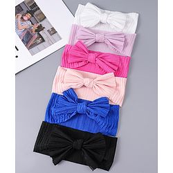 Babyhug Free Size Headbands With Bow Applique Pack Of 6 - Multicolour