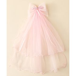 Babyhug Hair Clip with Bow Applique & Veil - Pink