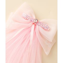 Babyhug Hair Clip with Bow Applique & Veil - Pink
