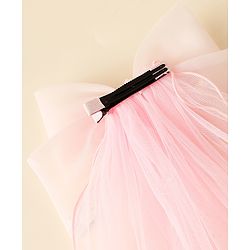 Babyhug Hair Clip with Bow Applique & Veil - Pink