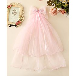 Babyhug Hair Clip with Bow Applique & Veil - Pink