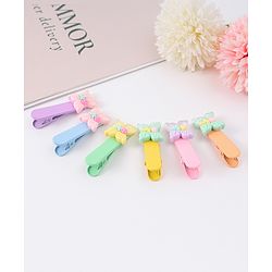 Babyhug Hair Clips with Floral Applique Free Size Pack Of 6 - Multicolor
