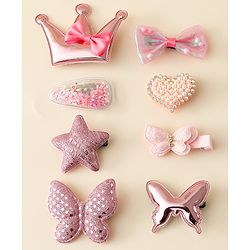 Babyhug Hair Clips with Butterfly Bow Star Applique Pack of 8 - Multicolor