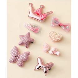 Babyhug Hair Clips with Butterfly Bow Star Applique Pack of 8 - Multicolor