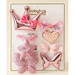 Babyhug Hair Clips with Butterfly Bow Star Applique Pack of 8 - Multicolor