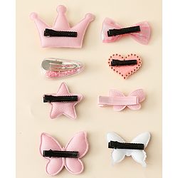 Babyhug Hair Clips with Butterfly Bow Star Applique Pack of 8 - Multicolor