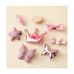 Babyhug Hair Clips with Butterfly Bow Star Applique Pack of 8 - Multicolor