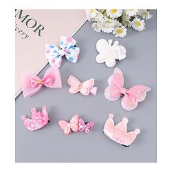 Babyhug Hair Clips with Butterfly Bow Applique Pack of 8 - Multicolor