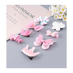 Babyhug Hair Clips with Butterfly Bow Applique Pack of 8 - Multicolor
